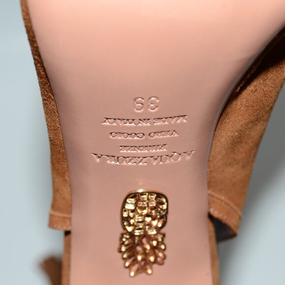 Aquazzura Brown Suede Cutout Get Me Everywhere 105 Heels SIZE 9 EU 39 - Picture 13 of 14